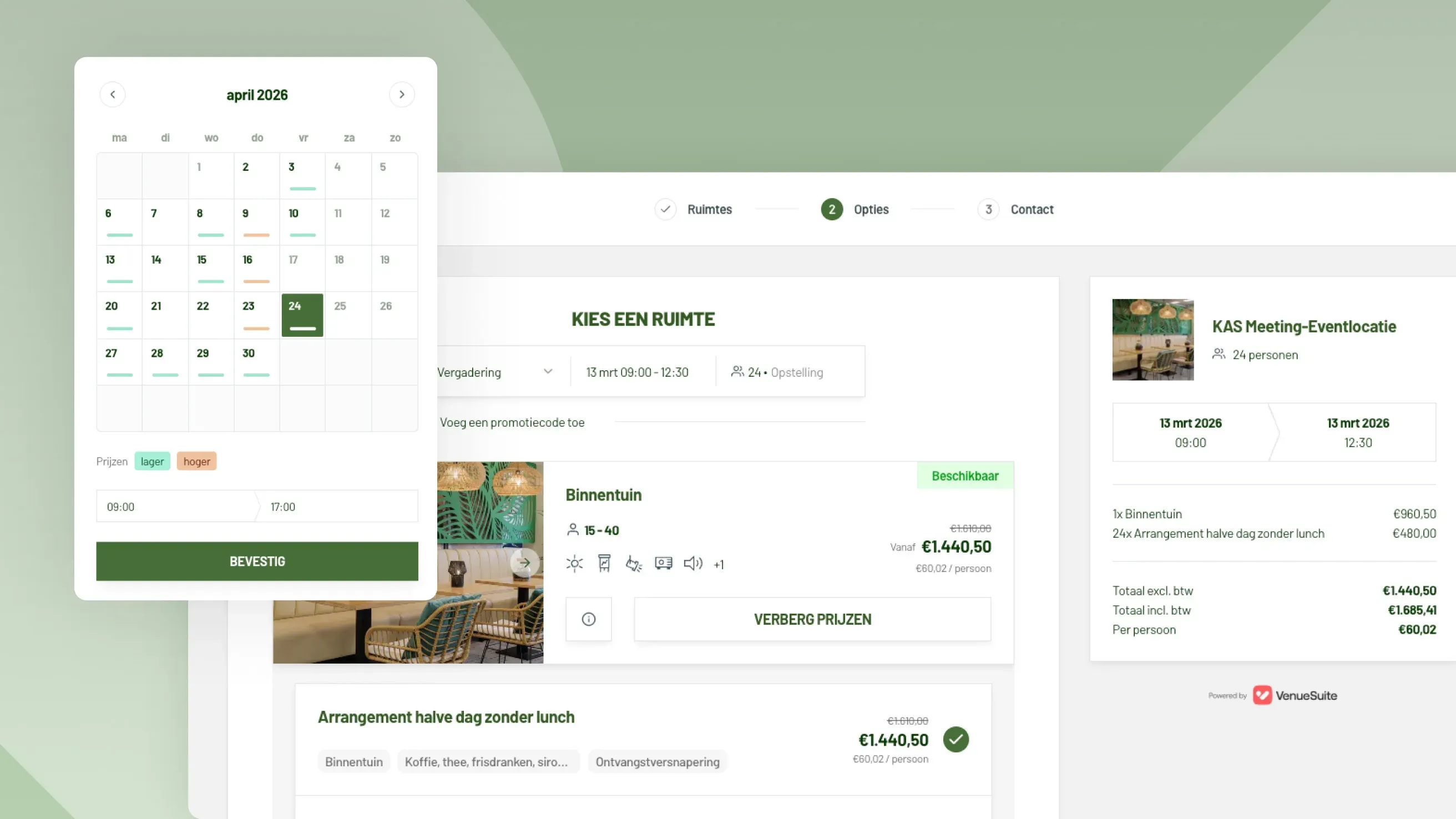 Screenshot of the demand-based pricing feature for Meetings & Events in the VenueSuite software